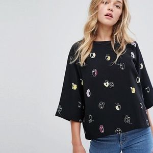 ASOS Monki Face Print Shell Top